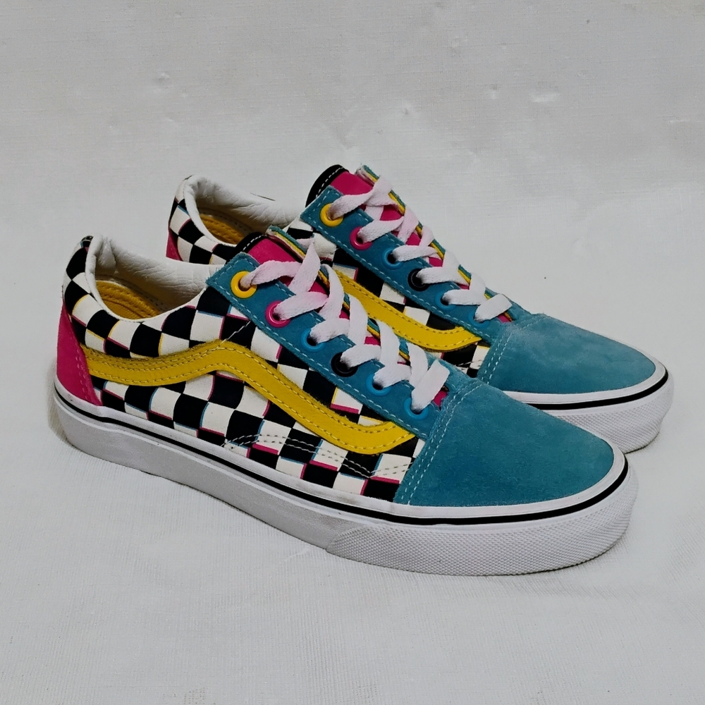 Vans Old Skool Crazy Checks Sneakers Shoes Women's Size 6.5 Men's Size 5